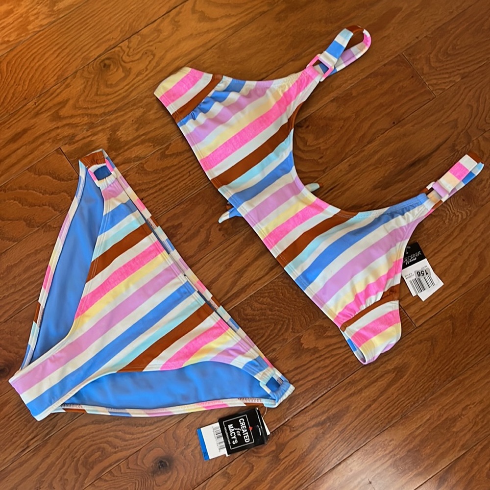 California Waves Striped Bikini Set Juniors XL‎